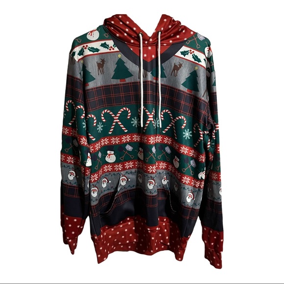 Other - Men’s Holiday Sweatshirt Men’s XXL Hoodie Pullover Christmas Drawstring NWOT